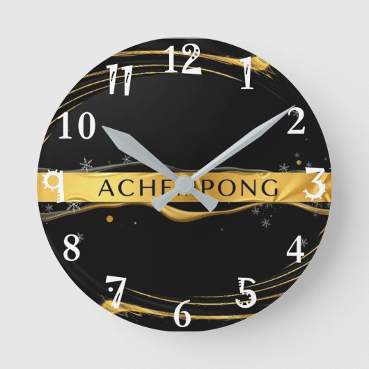 Achempong: Auric Cascade | Liquid Gold Opulence Runde Wanduhr (Vorderseite)