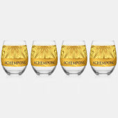 Achempong Designer Drinkware: Crimson & Gold Opule Weinglas Ohne Stiel (Vorderseite)