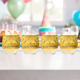 Achempong Designer Drinkware: Crimson & Gold Opule Weinglas Ohne Stiel