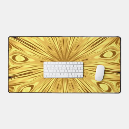 Achempong: Gilded Zenith | Opulent Swirl Liquid Go Schreibtischunterlage (Tastatur & Maus)