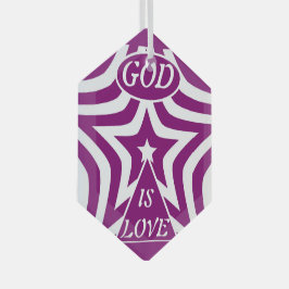 Achempong God Is Liebe Star Deep Lila Hexagon Ornament Aus Glas