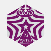 Achempong God Is Liebe Star Deep Lila Hexagon Ornament Aus Glas (Rückseite)