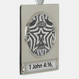Achempong God is Liebe Star Monochrome Faith Zuhau Banner-Ornament Silber
