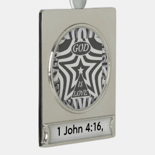 Achempong God is Liebe Star Monochrome Faith Zuhau Banner-Ornament Silber