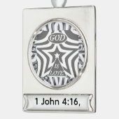 Achempong God is Liebe Star Monochrome Faith Zuhau Banner-Ornament Silber (Links)