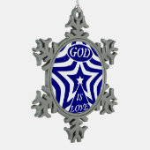 Achempong God is Liebe Star Navy Blue - elegant Schneeflocken Zinn-Ornament (Links)