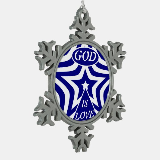 Achempong God is Liebe Star Navy Blue - elegant Schneeflocken Zinn-Ornament (Links)