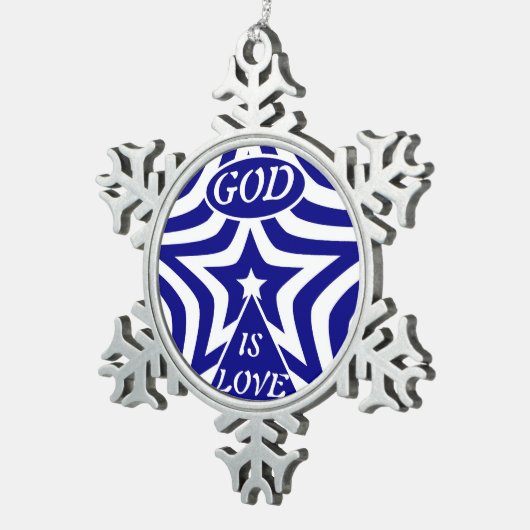 Achempong God is Liebe Star Navy Blue - elegant Schneeflocken Zinn-Ornament (Rechts)