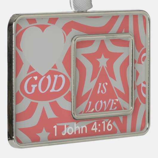 Achempong God is Liebe Star Pastell Pink Rahmen-Ornament Silber (Rechts)