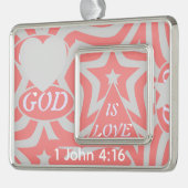 Achempong God is Liebe Star Pastell Pink Rahmen-Ornament Silber (Links)