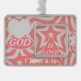 Achempong God is Liebe Star Pastell Pink Rahmen-Ornament Silber