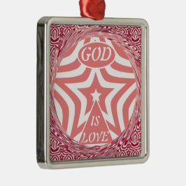 Achempong God is Liebe Star Red Swirl Premium Ornament Aus Metall