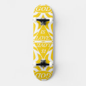 Achempong God Is Love Star Cyber Yellow & White Skateboard (Vorderseite)