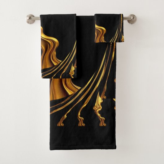 Achempong Gold Black Monochrome Christian Opulent Badhandtuch Set (Insitu)