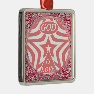 Achempong Gott ist Liebe Stern Roter Wirbel Premiu Ornament Aus Metall