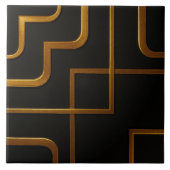 Achempong Opulent Gold Black Modern Art monochrome Fliese (Vorderseite)