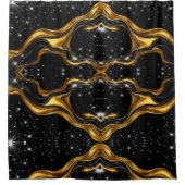 Achempong Opulent Gold Black Monochrome Designer B Duschvorhang (Vorderseite)