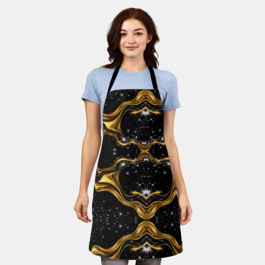 Achempong Opulent Gold Black Monochrome Designer W Schürze (Getragen)