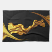Achempong Opulent Swirl Liquid Gold Black Monochro Geschirrtuch (Horizontal)
