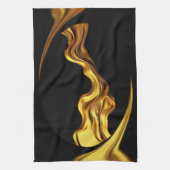 Achempong Opulent Swirl Liquid Gold Black Monochro Geschirrtuch (Vertikal)