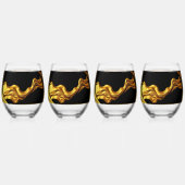 Achempong Opulent Swirl Liquid Gold Black Monocrom Weinglas Ohne Stiel (Vorderseite)