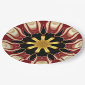 Achempong: Starburst | Deep Crimson & Gold Luxury Pappteller (Schrägansicht)