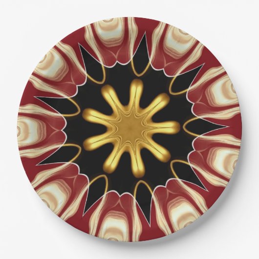 Achempong: Starburst | Deep Crimson & Gold Luxury  Pappteller (Vorderseite)
