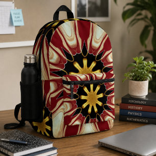 Achempong: Starburst Deep Crimson & Gold Luxus Bedruckter Rucksack