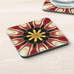 Achempong: Starburst Deep Crimson & Gold Luxus Getränkeuntersetzer