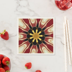 Achempong: Starburst   Tiefes Karmesinrot & Gold L Serviette
