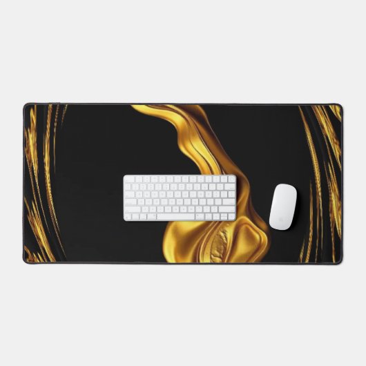 Achempong Swirl Liquid Gold Black Monochrome Art Schreibtischunterlage (Tastatur & Maus)
