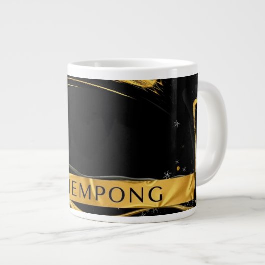 Achempong: The Auric Cascade | Opulent Liquid Gold Jumbo-Tasse (Vorderseite Rechts)