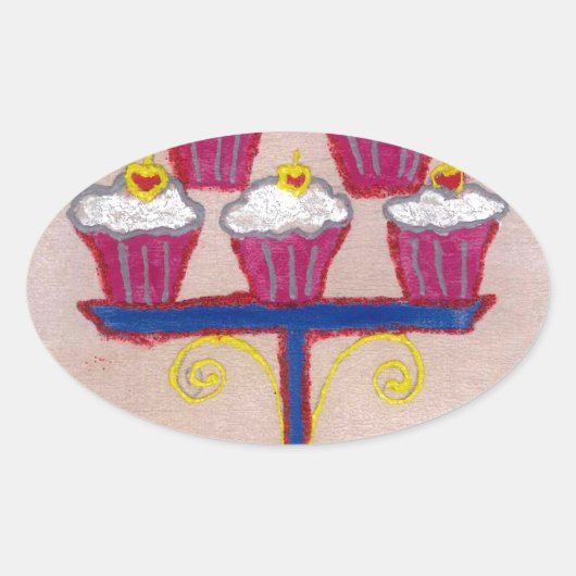 Achempongs künstlerische, inspirierende Cupcake-Co Ovaler Aufkleber (Vorderseite)