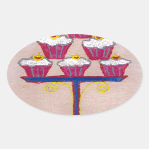 Achempongs künstlerische, inspirierende Cupcake-Co Ovaler Aufkleber