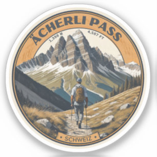 Acherli Pass Schweizer Bergpass Wanderweg Geschenk Aufkleber