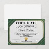 Achievement Appreciate Gold Green Certificate Begleitkarte (Vorne/Hinten)