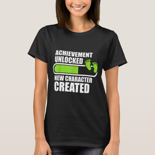 Achievement Unlocked New Character D Funny Pregnan T-Shirt (Vorderseite)