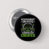 Achievement Unlocked New Character D Video Gamer Button (Vorne & Hinten)