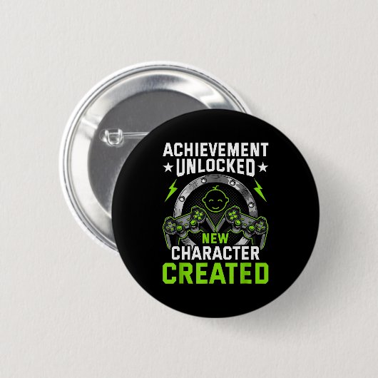 Achievement Unlocked New Character D Video Gamer Button (Vorne & Hinten)