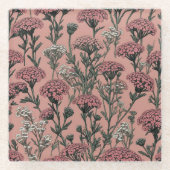 Achillea Desert Eve Deep Rose Muster Glasuntersetzer (Vorderseite)
