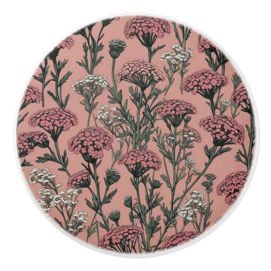Achillea Desert Eve Deep Rose Muster Keramikknauf (Vorderseite)