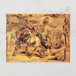 Achilles besiegt Hector durch Paul Rubens Postkarte