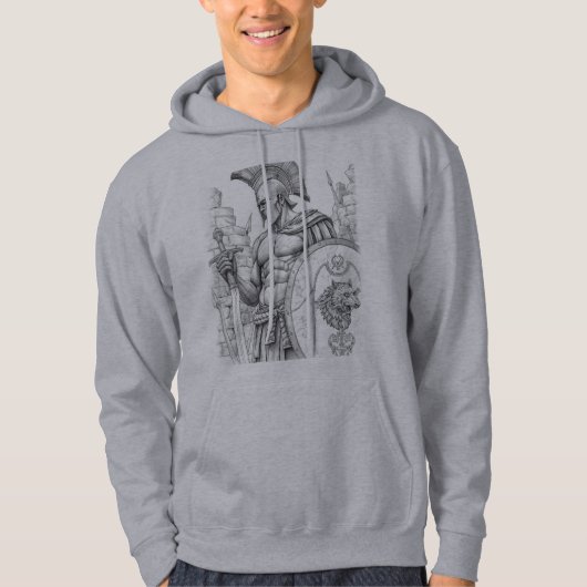 Achilles Greek Hero Warrior Sketch Art Hoodie (Vorderseite)