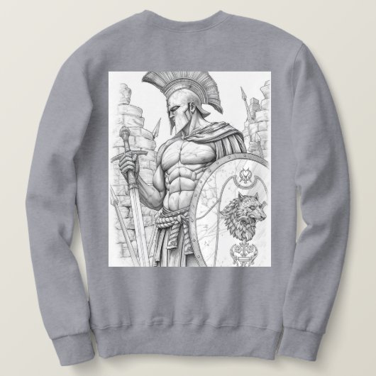 Achilles Greek Hero Warrior Sketch Art Hoodie (Design Rückseite)