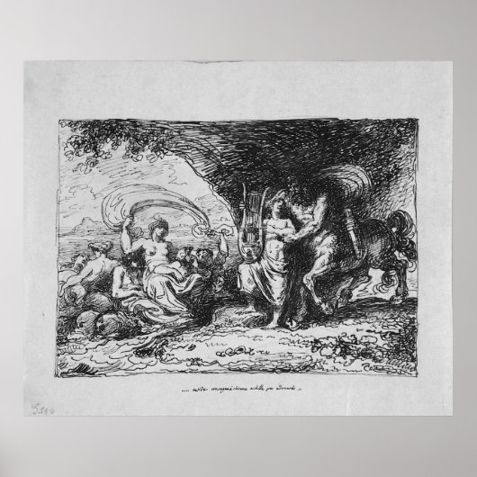 Achilles lehrght by Centaur Chiron Wie man Lyre sp Poster (Vorne)