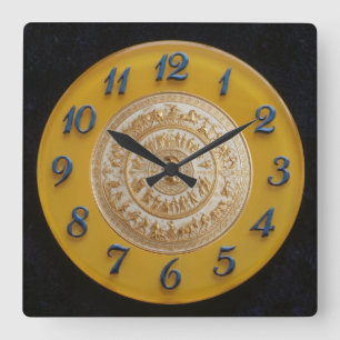 Achilles Schild Zitronen Zifferblatt Quadratische Wanduhr