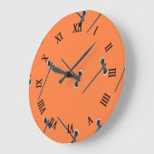 Ächse auf Orange Große Wanduhr (Winkel)