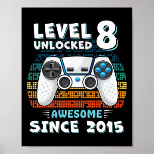 Acht 8 Jahre Sonnenson Boy Funny Gamer 8 Jahre alt Poster