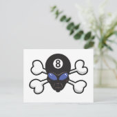 Acht Ball Alien Skull und Crossbones Postkarte (Stehend Vorderseite)