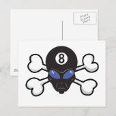 Acht Ball Alien Skull und Crossbones Postkarte (Vorne/Hinten)